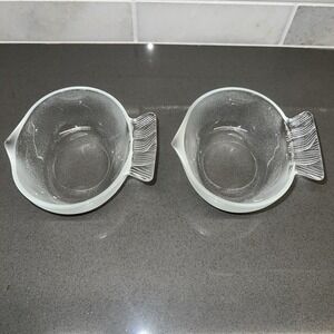 2 Vintage Small Fish Dish Clear/frosted Glass